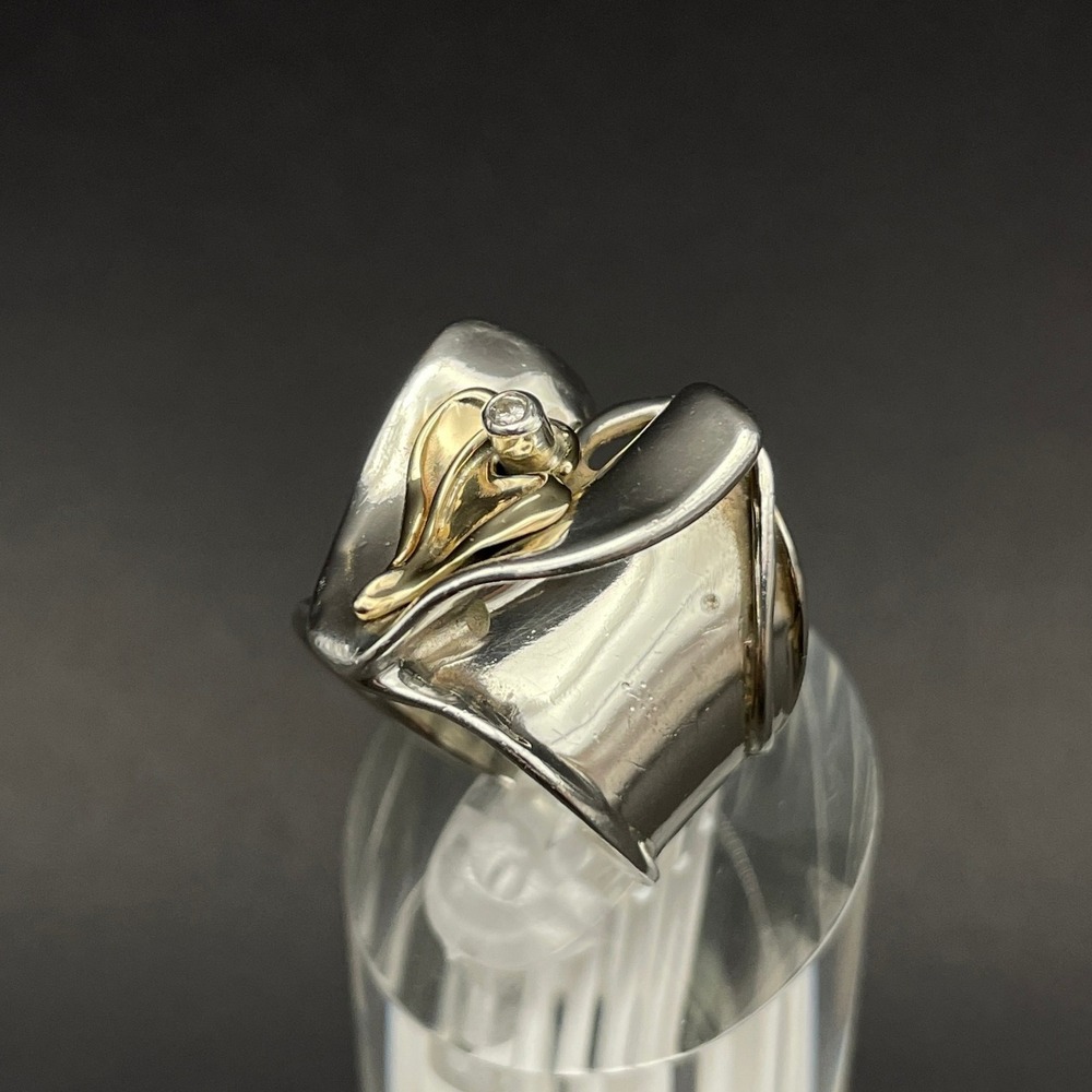 Israel Hagit Gorali Diamond Accent 14K Yellow Gold Sterling Silver Heart Ring - Picture 5 of 11